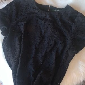 Ralph Lauren black Floral blouse extra large XL